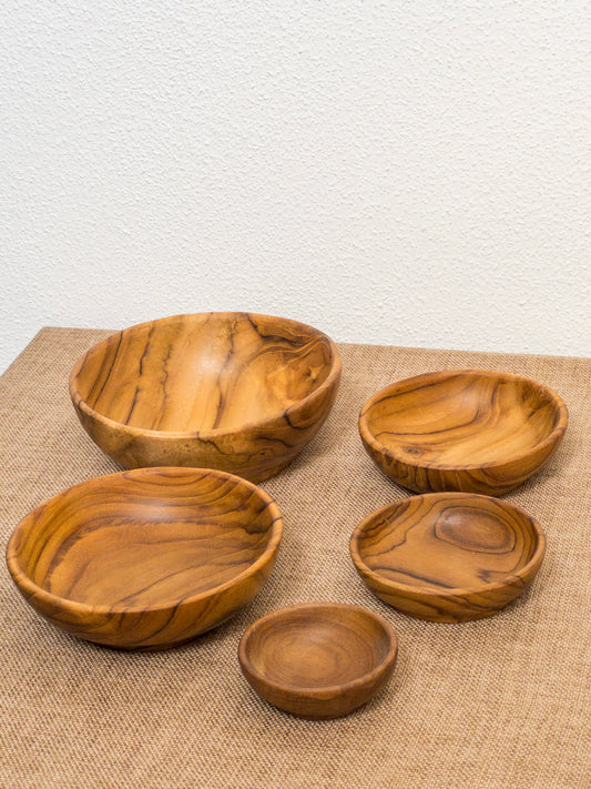 MIRAN SET BOWL | ROUND TEAK WOODEN BOWL