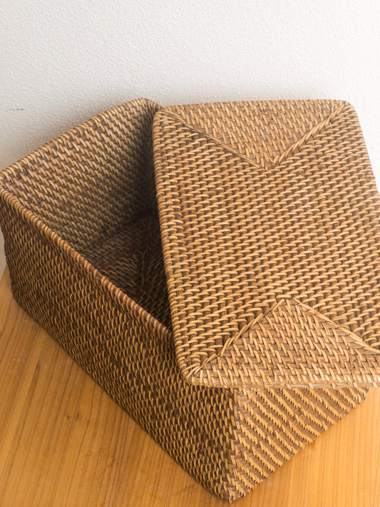 LARA  RECTANGULAR STORAGE BOX | NATURAL RATTAN CONTAINER